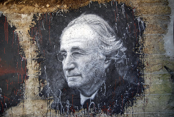 Street art depicting Bernie Madoff, photo by Thierry Erhman